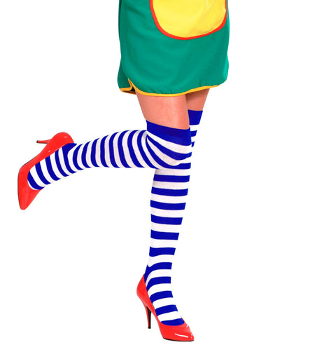 Widmann SRL Gestreepte kniekousen blauw wit