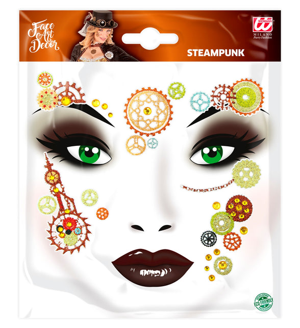 Widmann SRL Gezicht sticker festival glitter steampunk