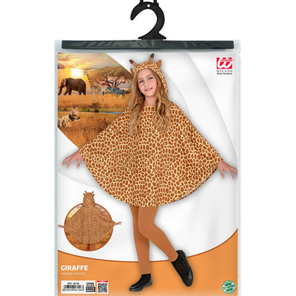 Widmann SRL Giraffen poncho met muts kinderen