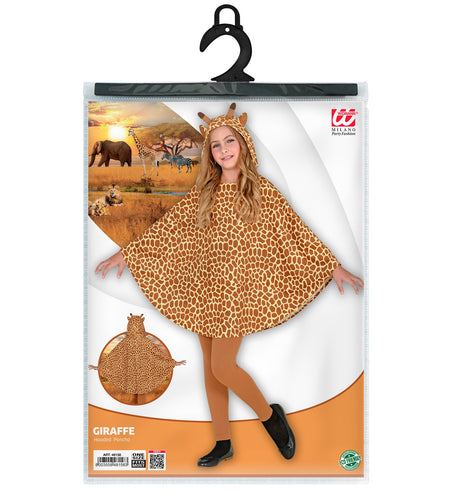 Widmann SRL Giraffen poncho met muts kinderen