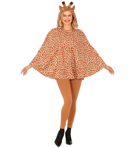 Widmann SRL Giraffen poncho met muts volwassenen