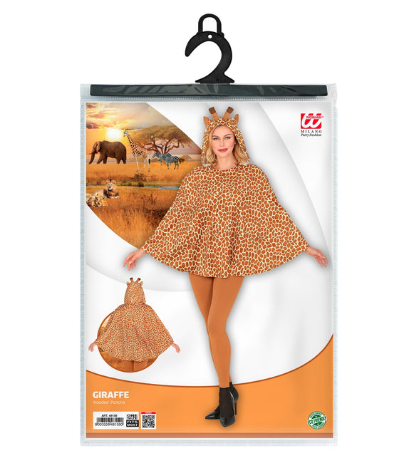 Widmann SRL Giraffen poncho met muts volwassenen