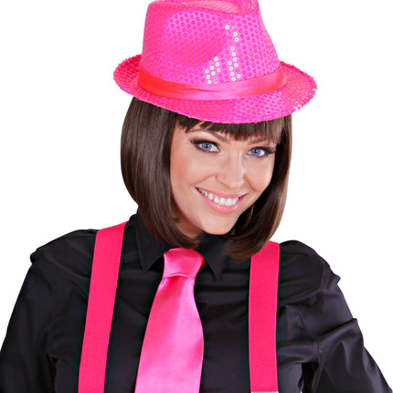 Widmann SRL Gleufhoedje pailletten roze