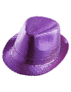 Widmann SRL Glitter gleufhoed paars pailletten