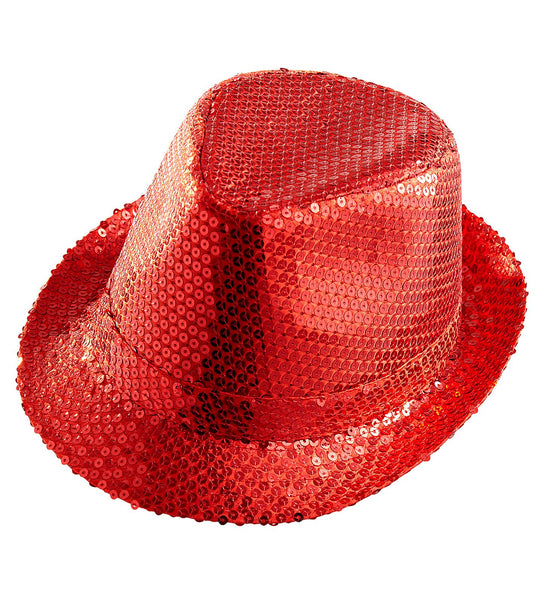 Widmann SRL Glitter gleufhoed rood pailletten