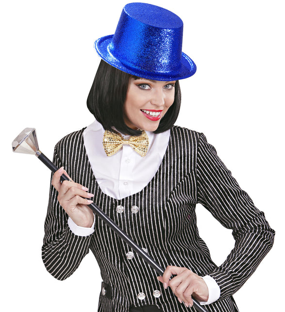 Widmann SRL Glitter hoge hoed blauw