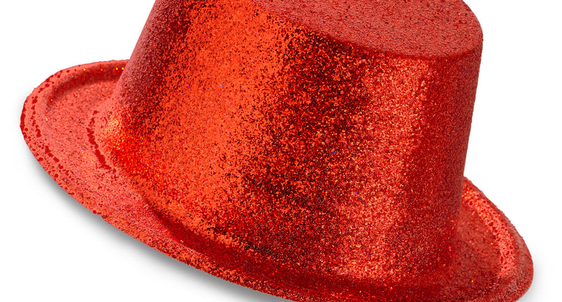 Widmann SRL Glitter hoge hoed rood