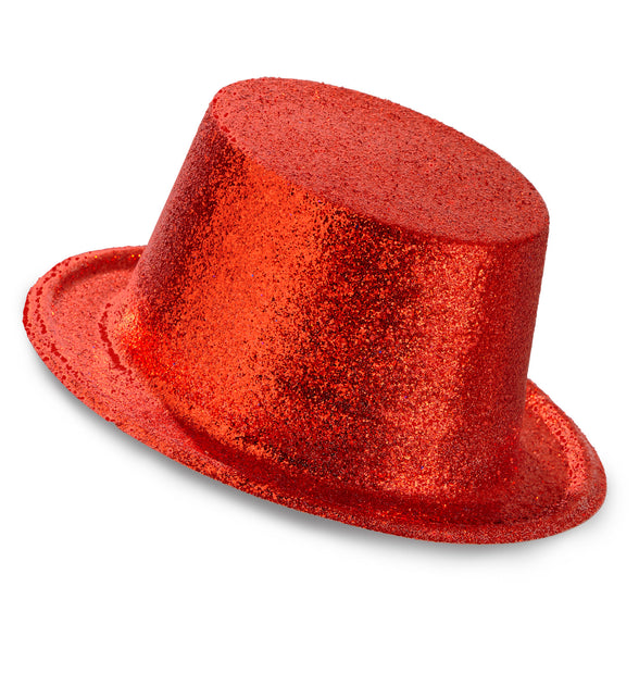 Widmann SRL Glitter hoge hoed rood