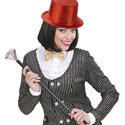 Widmann SRL Glitter hoge hoed rood