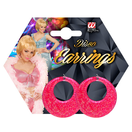 Widmann SRL Glitter oorringen in roze