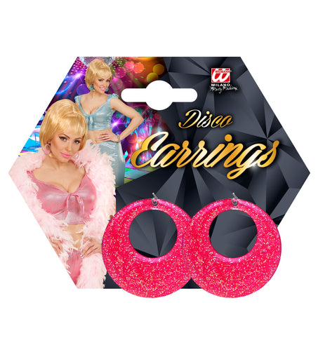 Widmann SRL Glitter oorringen in roze