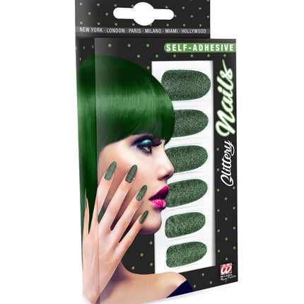 Widmann SRL Glitter opplaknagels groen