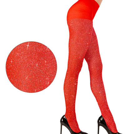 Widmann SRL Glitter panty rood dames