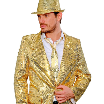 Widmann SRL Glitter stropdas goud pailletten