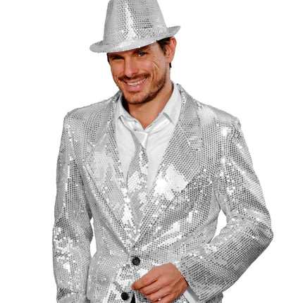 Widmann SRL Glitter stropdas zilver pailletten