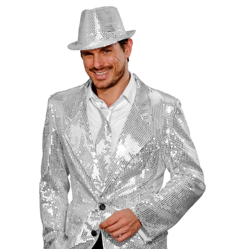 Widmann SRL Glitter stropdas zilver pailletten