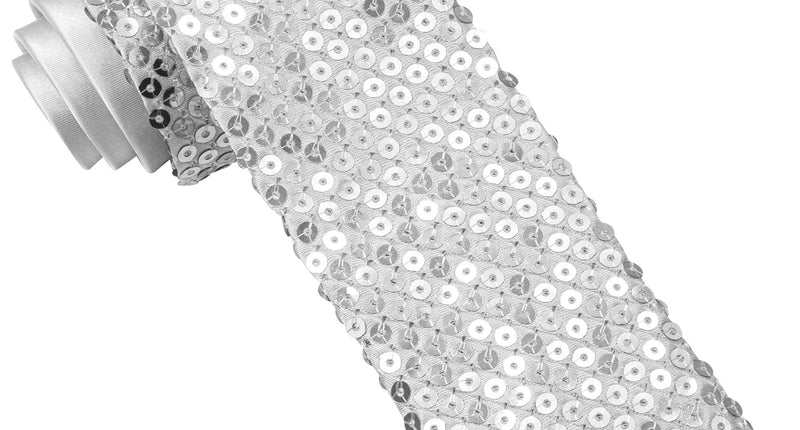 Widmann SRL Glitter stropdas zilver pailletten