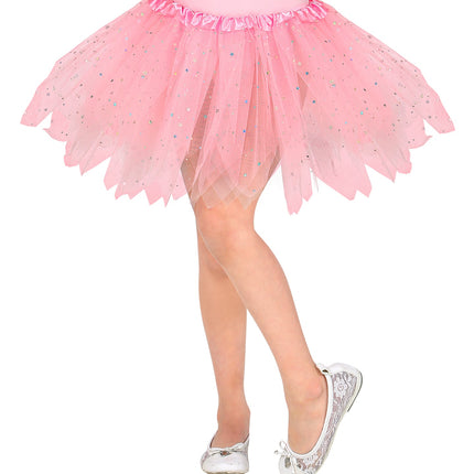 Widmann SRL Glitter tutu rok kort lichtroze kinderen