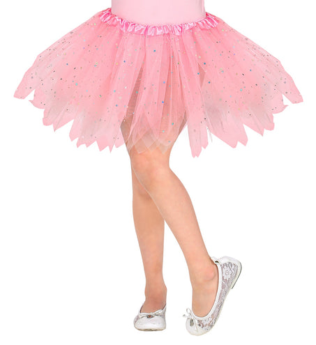 Widmann SRL Glitter tutu rok kort lichtroze kinderen