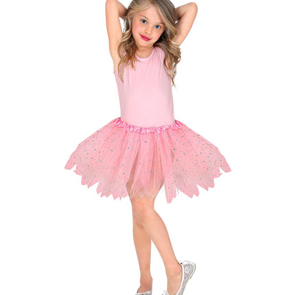 Widmann SRL Glitter tutu rok kort lichtroze kinderen