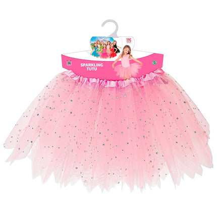 Widmann SRL Glitter tutu rok kort lichtroze kinderen