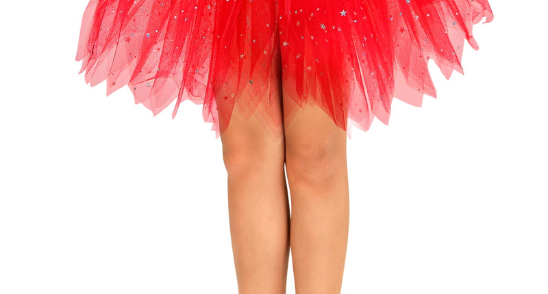 Widmann SRL Glitter tutu rok kort rood kinderen