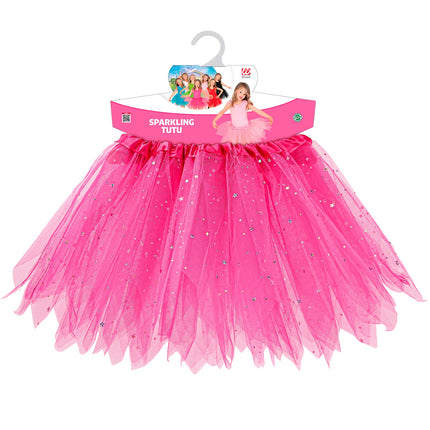 Widmann SRL Glitter tutu rok kort roze kinderen