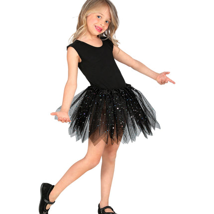 Widmann SRL Glitter tutu rok kort zwart kinderen
