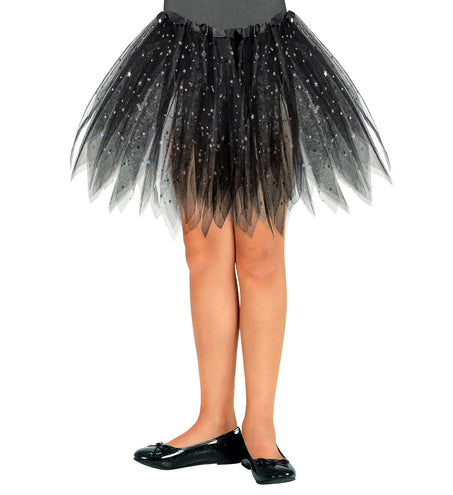 Widmann SRL Glitter tutu rok kort zwart kinderen
