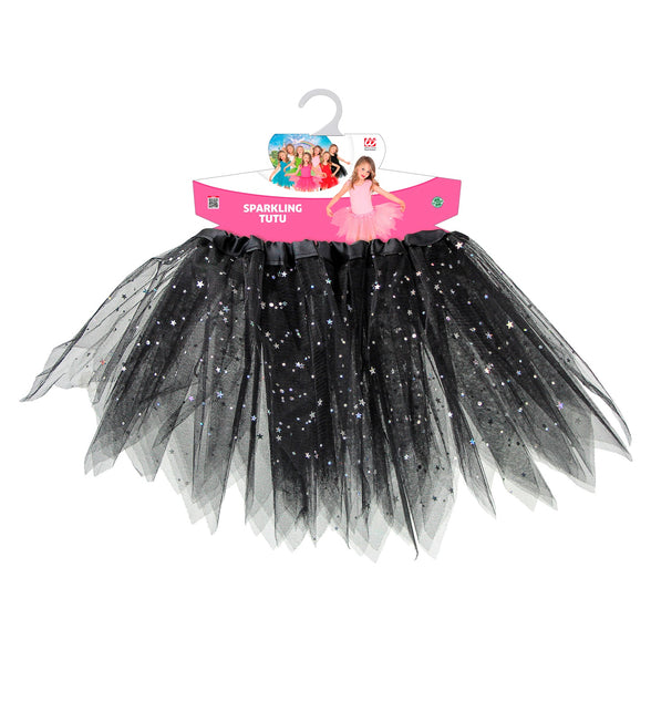 Widmann SRL Glitter tutu rok kort zwart kinderen