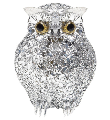 Widmann SRL glitter uil zilver 10x5cm