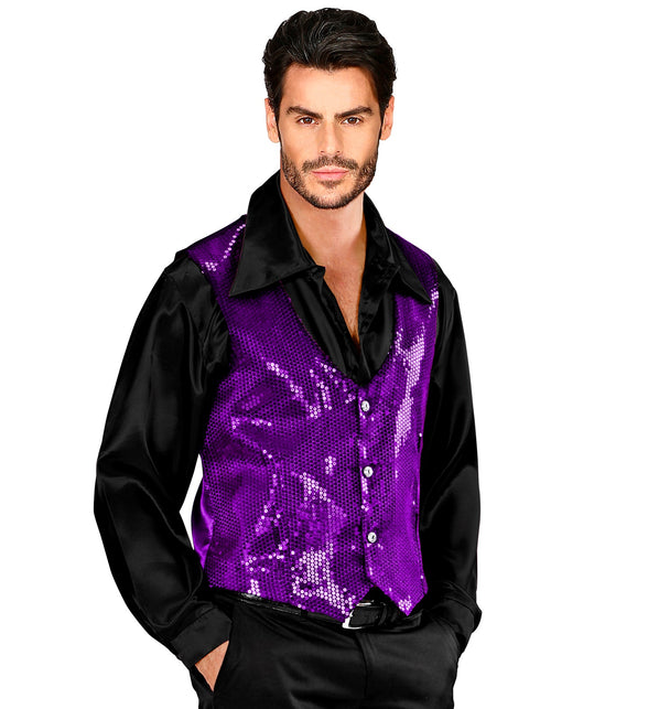 Widmann SRL Glitter vest paars pailletten