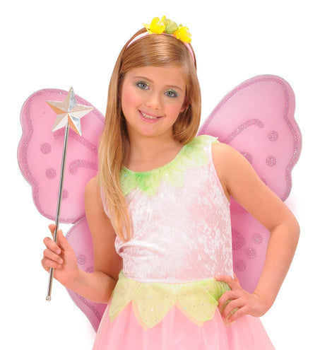 Widmann SRL Glitter vlindervleugels roze kinderen