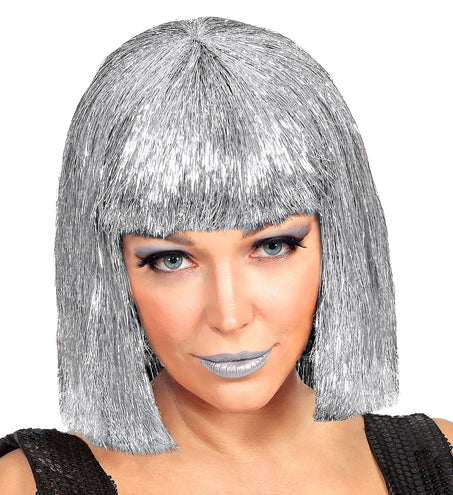 Widmann SRL Glitterpruik zilver Vegas