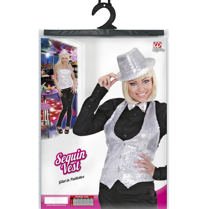Widmann SRL Glittervest zilver pailletten