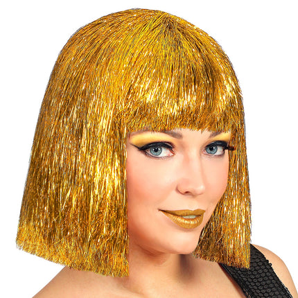 Widmann SRL Gouden glitter pruik Vegas