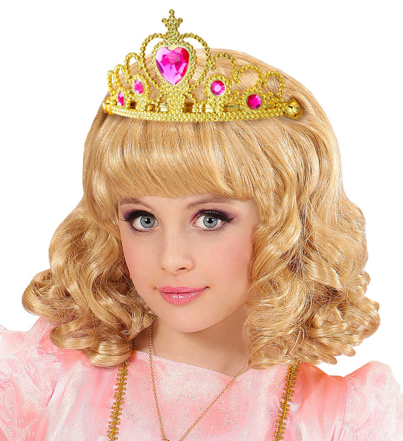 Widmann SRL Gouden tiara met roze steentjes