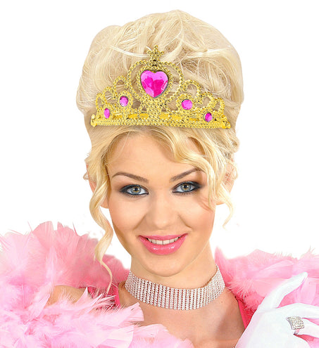 Widmann SRL Gouden tiara met roze steentjes