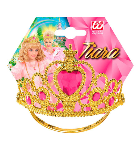 Widmann SRL Gouden tiara met roze steentjes