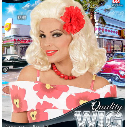Widmann SRL Grease pruik Sandy Pin up blond