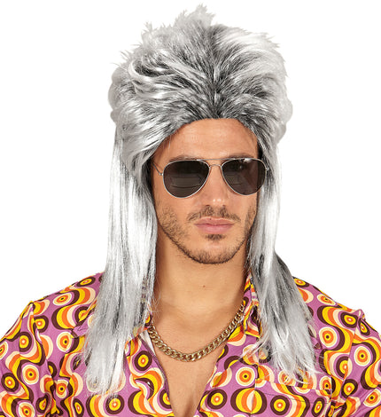 Widmann SRL Grijze rocker pruiken voor mannen