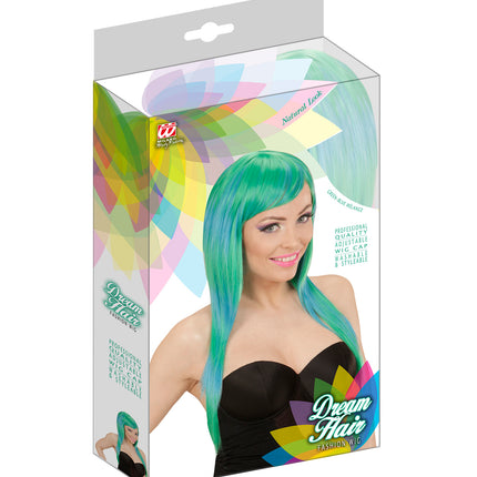 Widmann SRL Groen blauw gemêleerde pruik