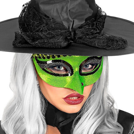Widmann SRL Groen heksen oogmasker met wrat