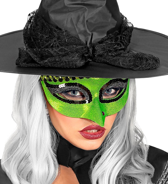 Widmann SRL Groen heksen oogmasker met wrat