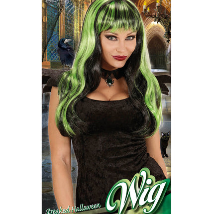 Widmann SRL Groen zwarte Halloween pruiken
