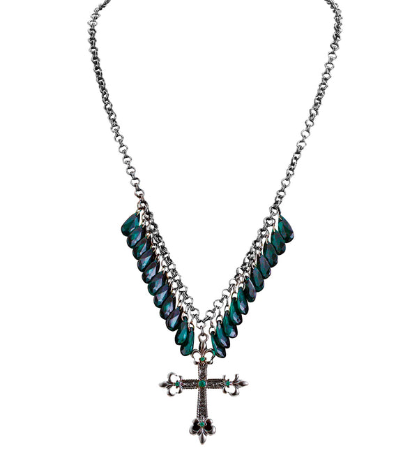 Widmann SRL Groene gothic ketting met kruis