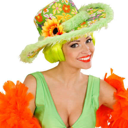 Widmann SRL Groene hoed Ibiza met zonnebloem