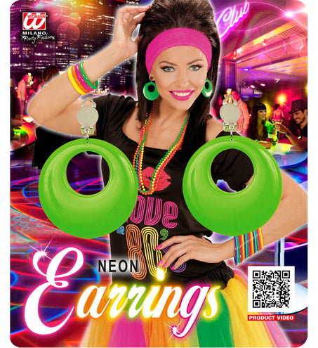 Widmann SRL Groene oorbellen neon disco
