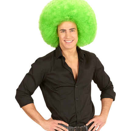 Widmann SRL Groene oversized afro pruik