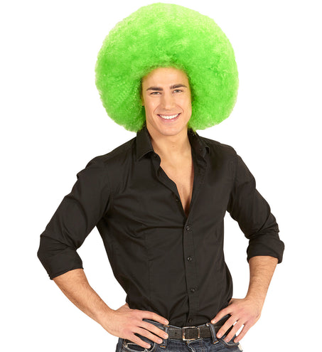 Widmann SRL Groene oversized afro pruik